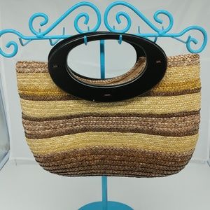 Small Woven Wood Handle Purse